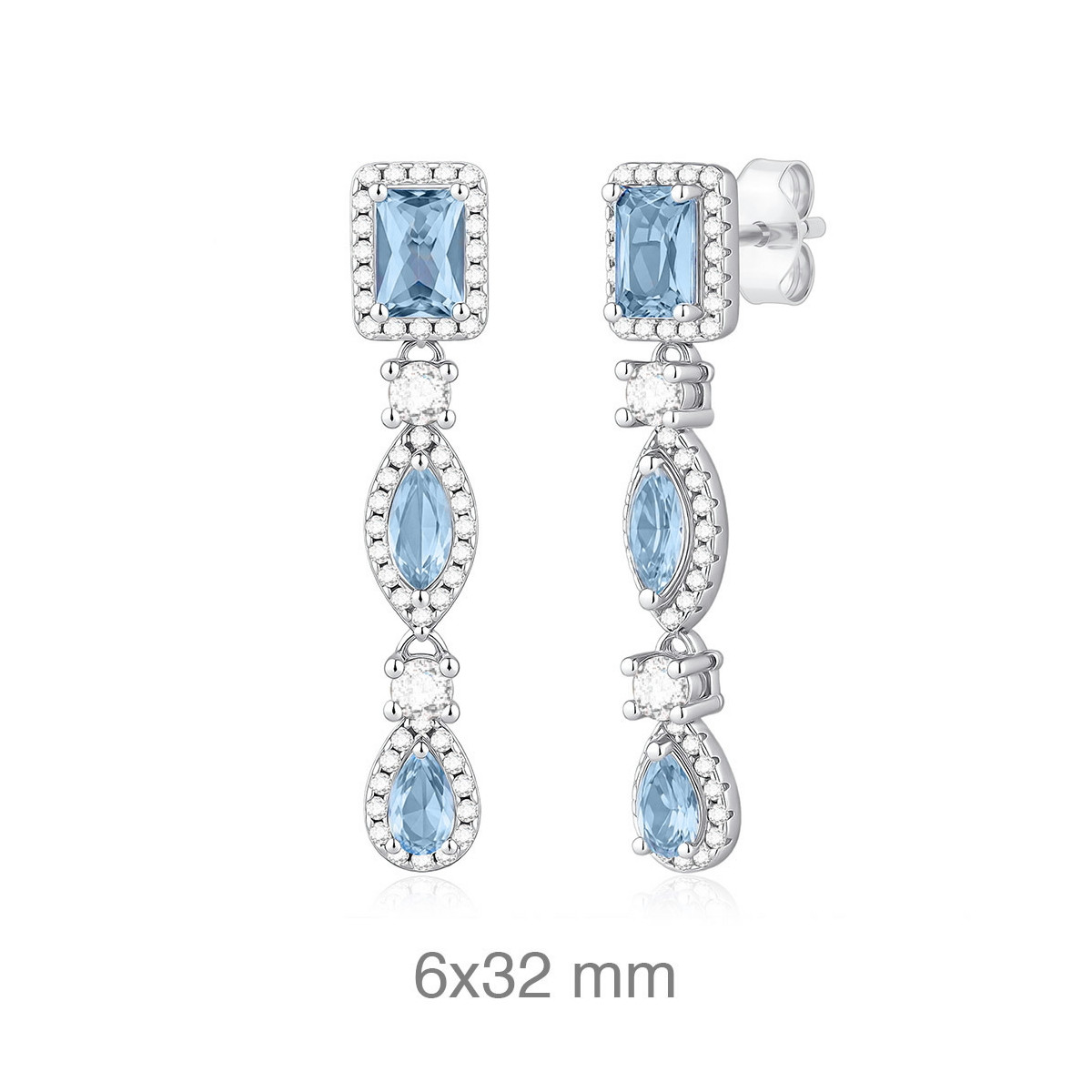 PENDIENTES PLATA ZTAS AGUAMARINA PRESION