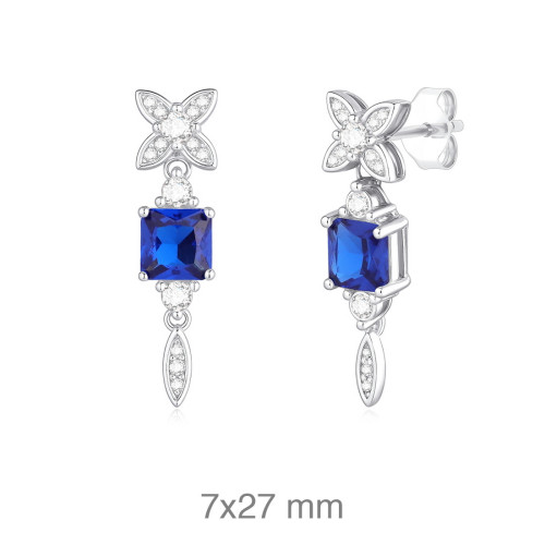 PENDIENTES PLATA CIRCONITAS ZAFIRO PRESION