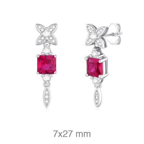 PENDIENTES PLATA CIRCONITAS RUBI PRESION
