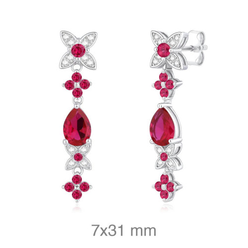 PENDIENTES PLATA CIRCONITAS RUBI PRESION