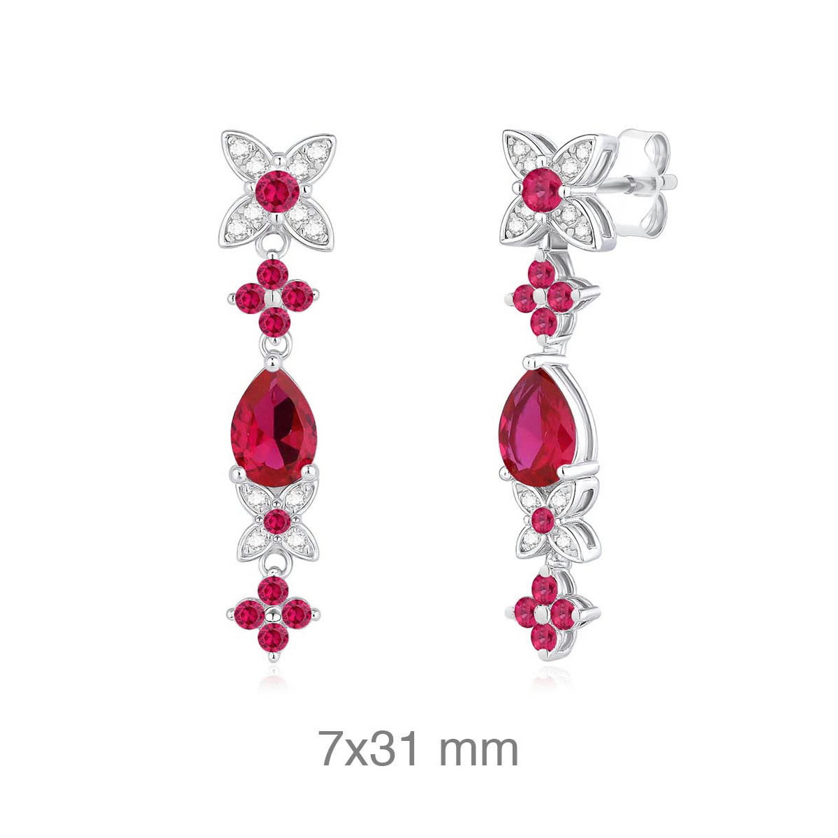 PENDIENTES PLATA CIRCONITAS RUBI PRESION