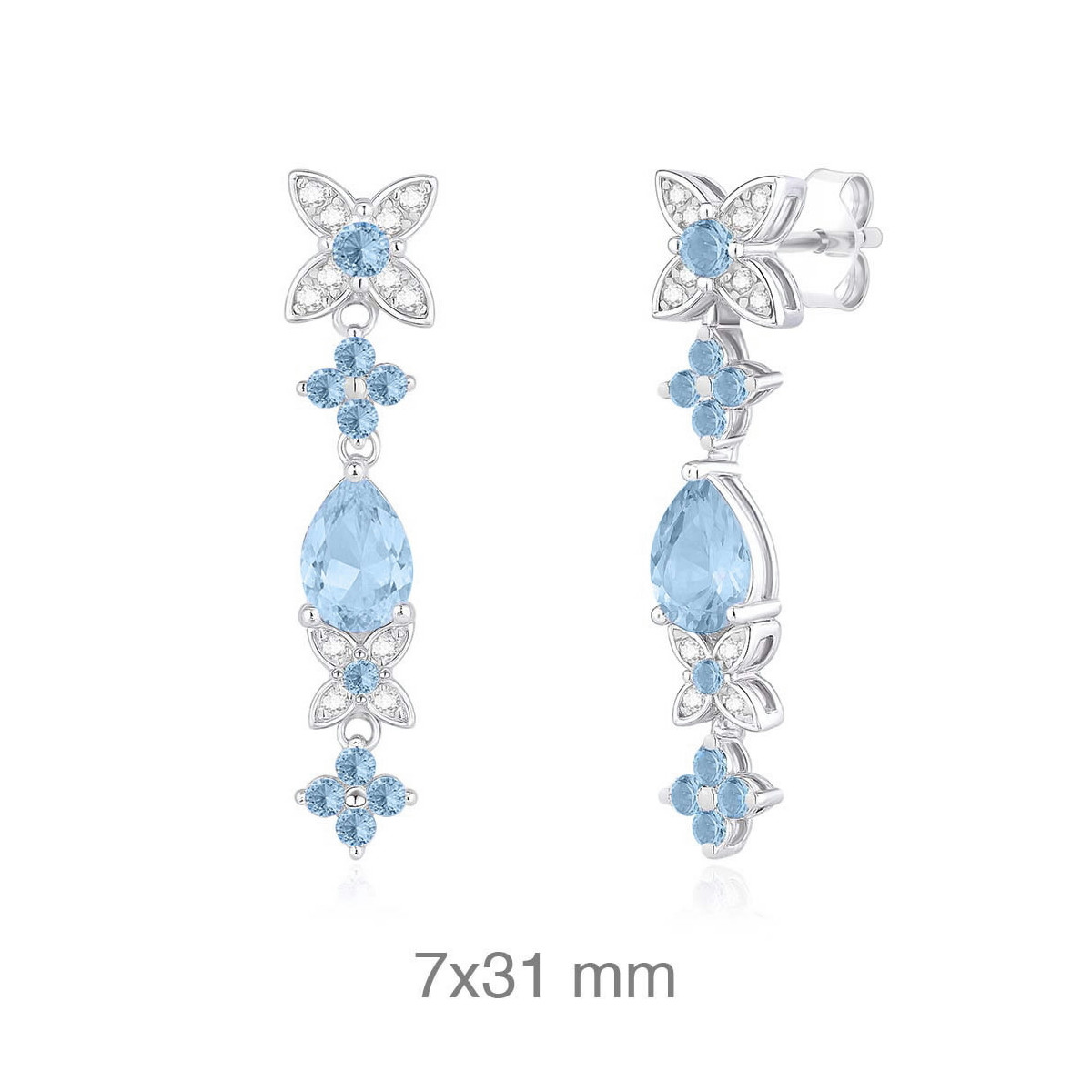 PENDIENTES PLATA ZTAS AGUAMARINA PRESION