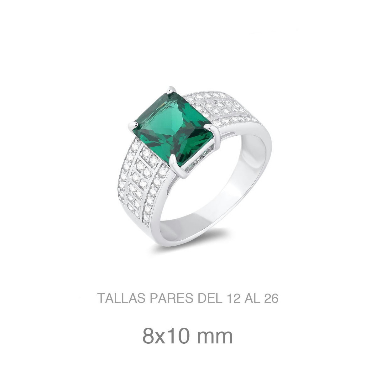 SORTIJA PLATA CIRCONITAS ESMERALDA