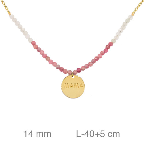 GARGANTILLA PLATA B.ORO+e MAMA PIEDRA ROSA BLANCA
