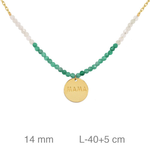 GARGANTILLA PLATA B.ORO+e MAMA PIEDRA VERDE BLANCA