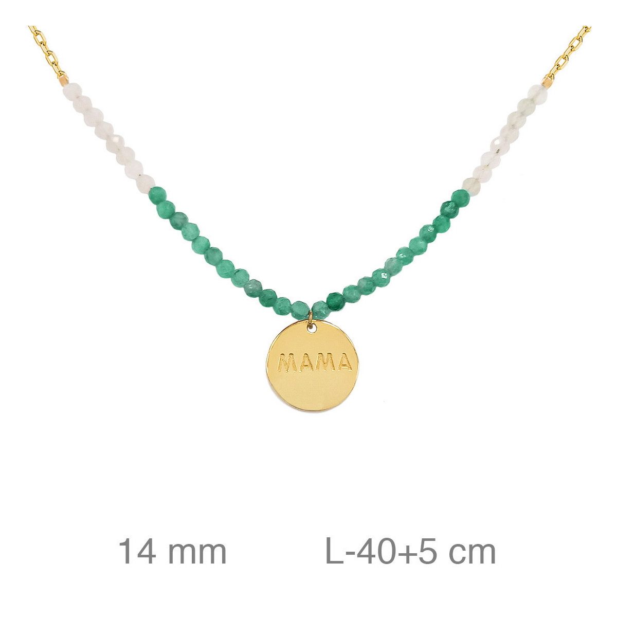 GARGANTILLA PLATA B.ORO+e MAMA PIEDRA VERDE BLANCA