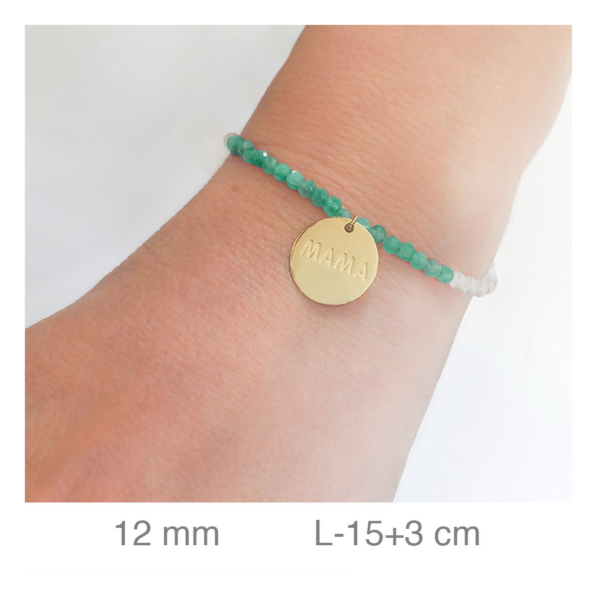 PULSERA PLATA B.ORO+e MAMA PIEDRA VERDE BLANCA