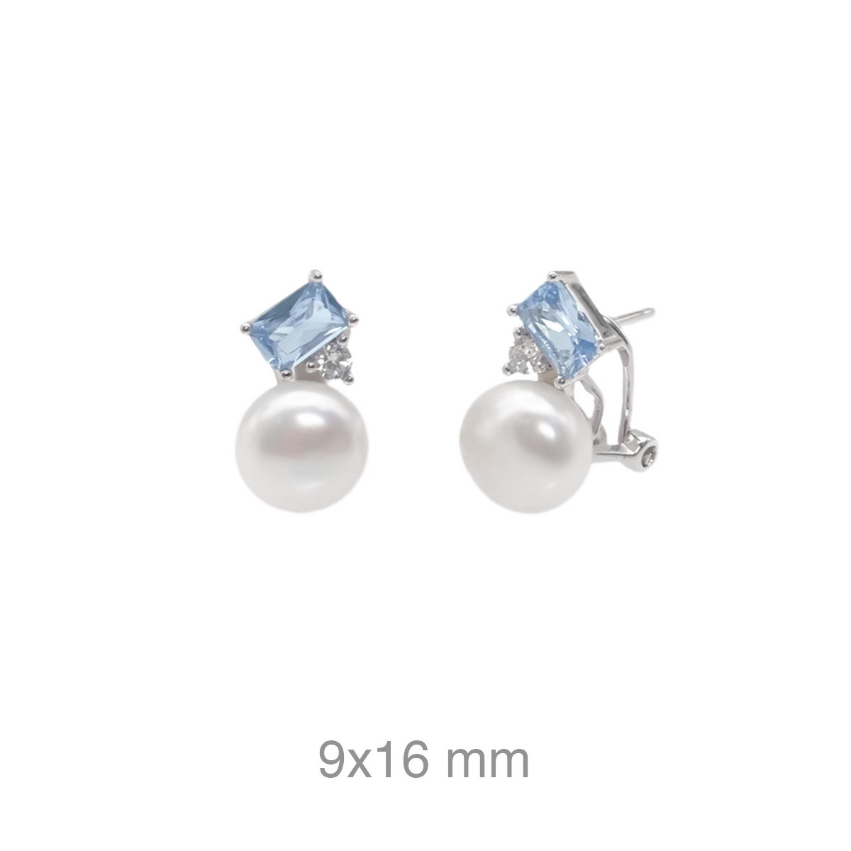 PENDIENTES PLATA TU Y YO AGUAMARINA PERLA NATURAL