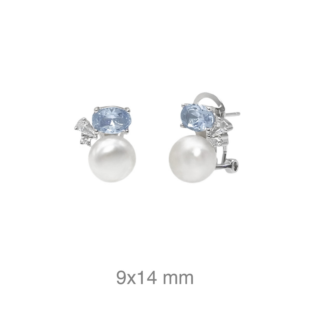 PENDIENTES PLATA TU Y YO AGUAMARINA PERLA NATURAL