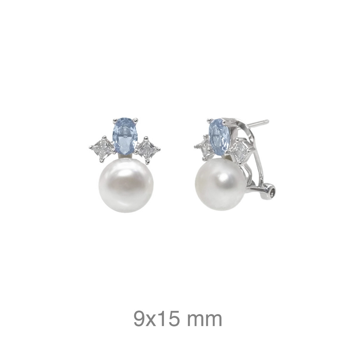 PENDIENTES PLATA TU Y YO AGUAMARINA PERLA NATURAL