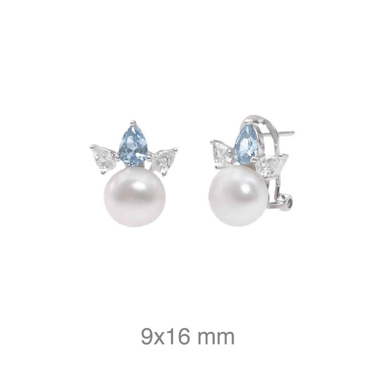 PENDIENTES PLATA TU Y YO AGUAMARINA PERLA NATURAL