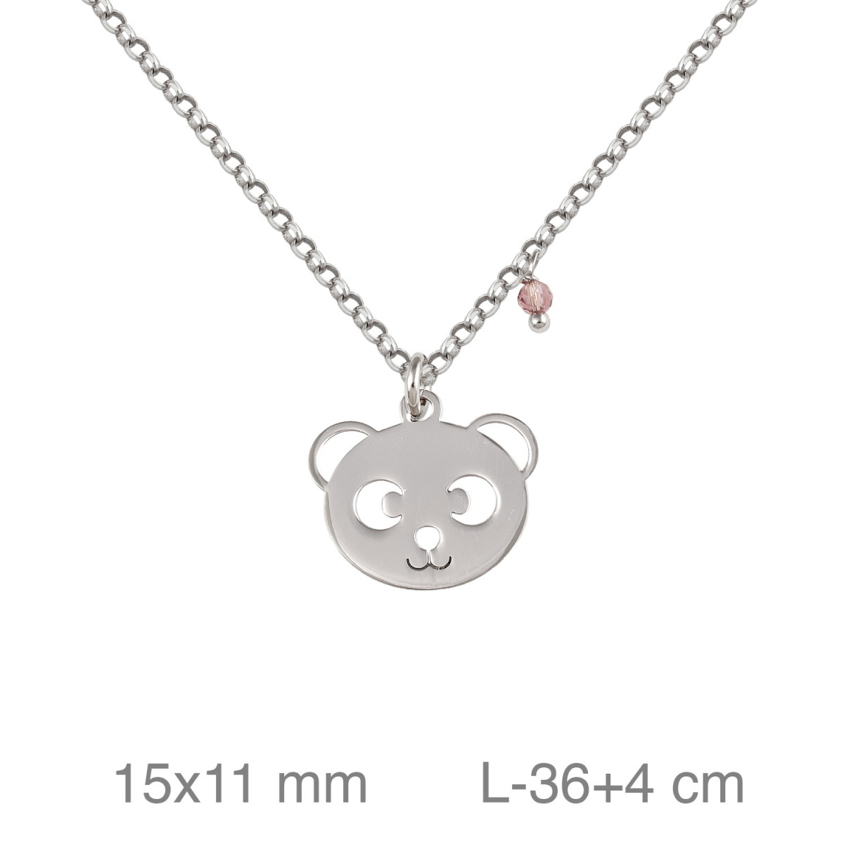 GARGANTILLA PLATA PANDA PIEDRA ROSA