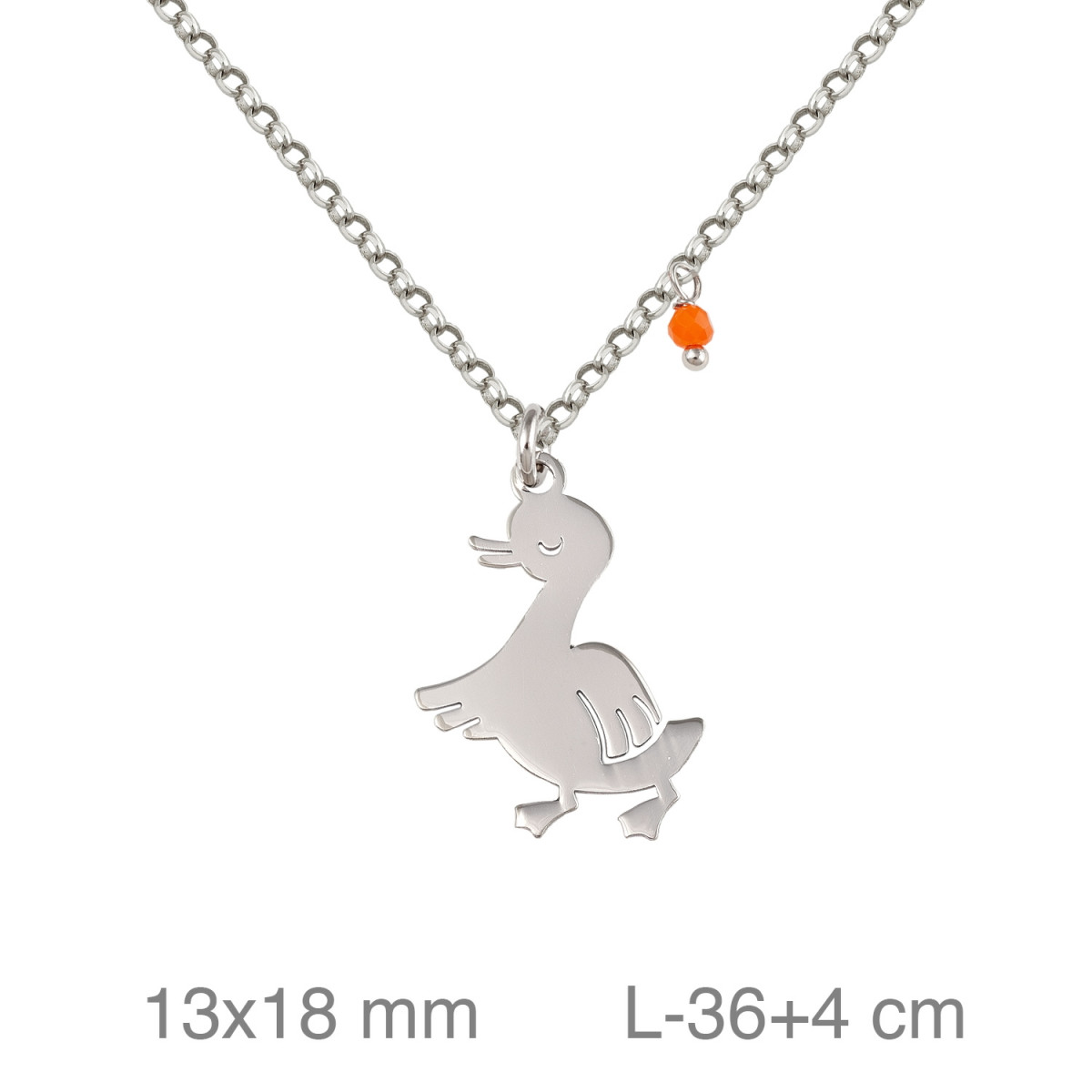 GARGANTILLA PLATA PATO PIEDRA NARANJA