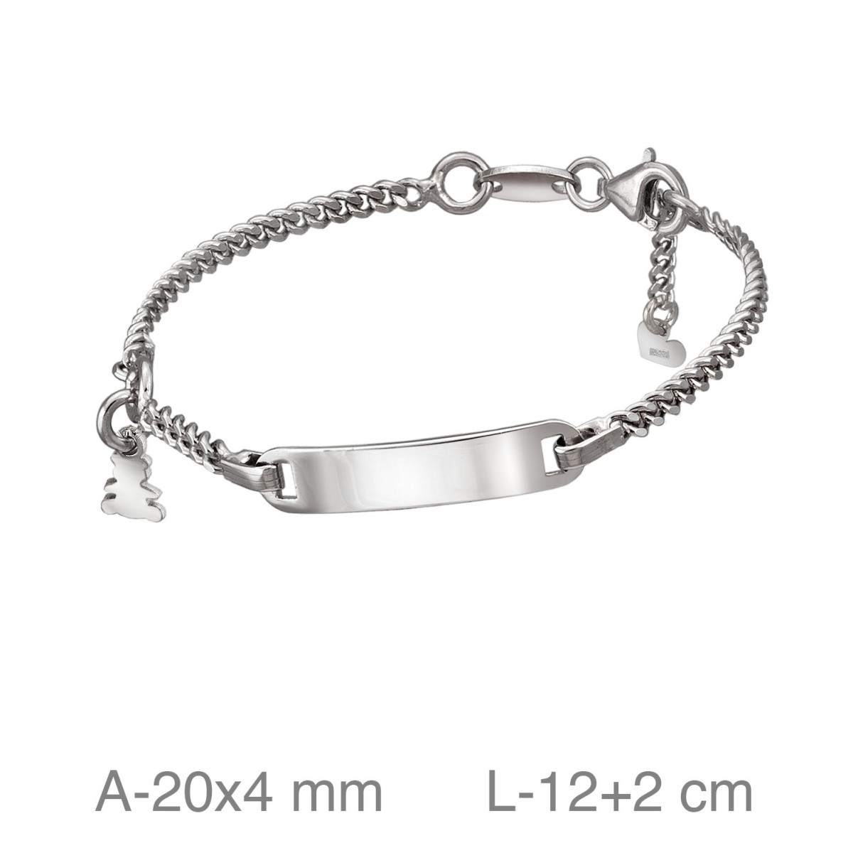 PULSERA PLATA BEBE PLACA OSITO