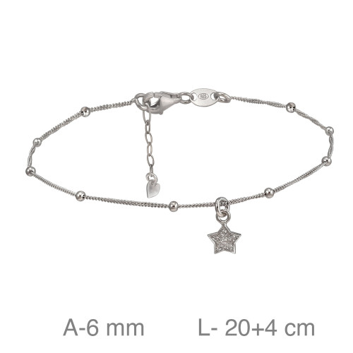 TOBILLERA PLATA ESTRELLA ZTAS BOLITAS
