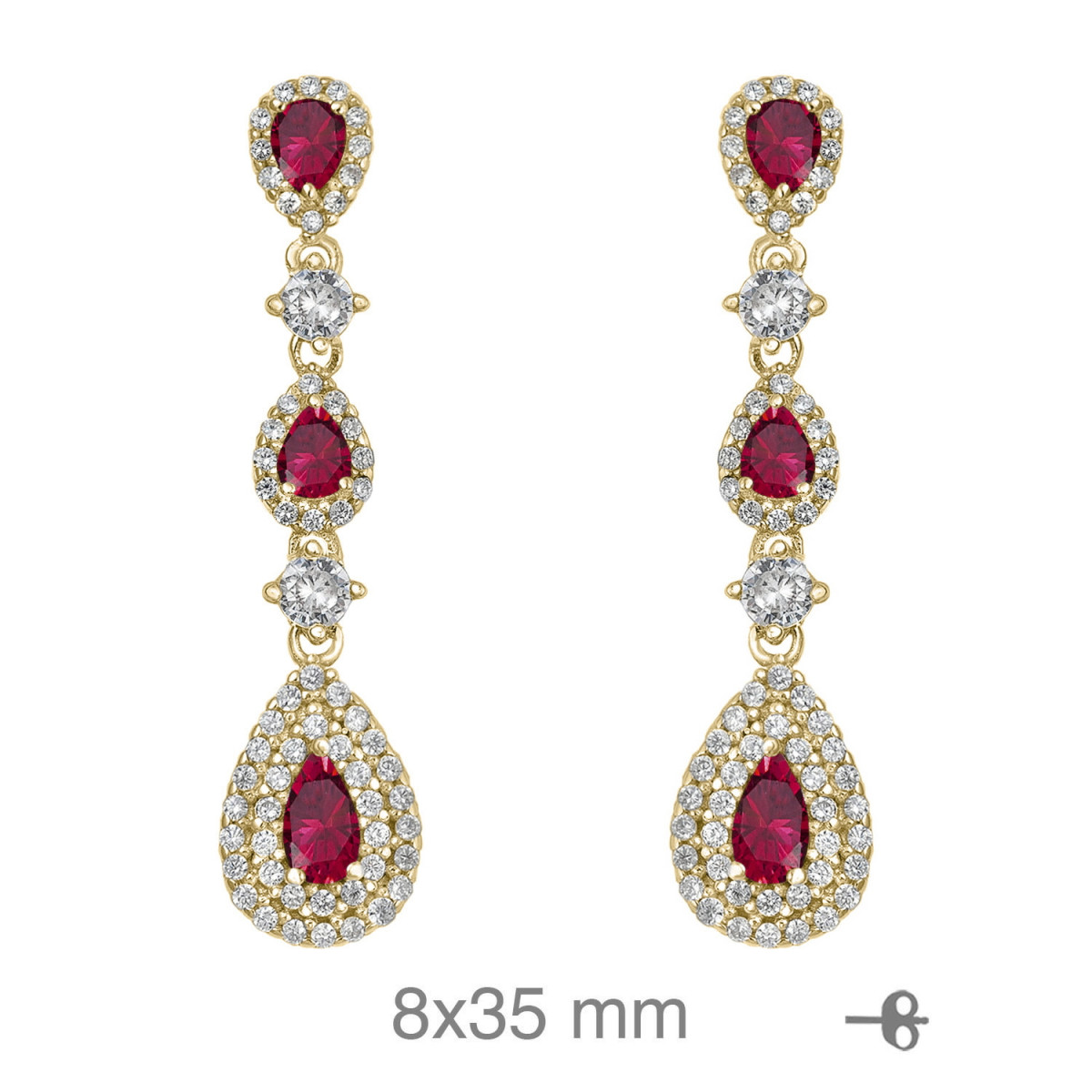 PENDIENTES PLATA B.ORO+e CIRCONITAS RUBI