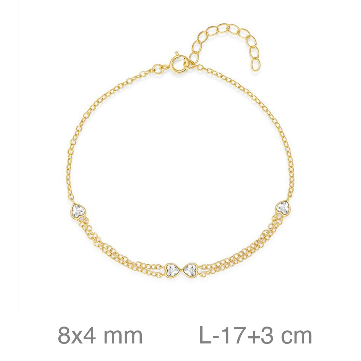 PULSERA PLATA B.ORO CORAZONES CIRCONITAS