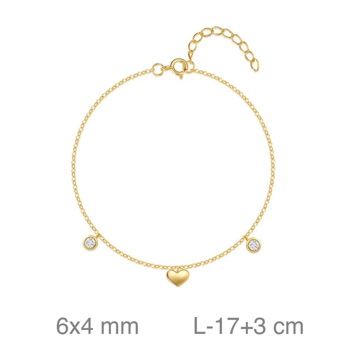 PULSERA PLATA B.ORO CORAZON CHATONES