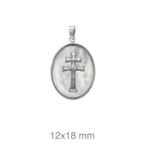 CRUZ PLATA CARAVACA NACAR 14X18 MM