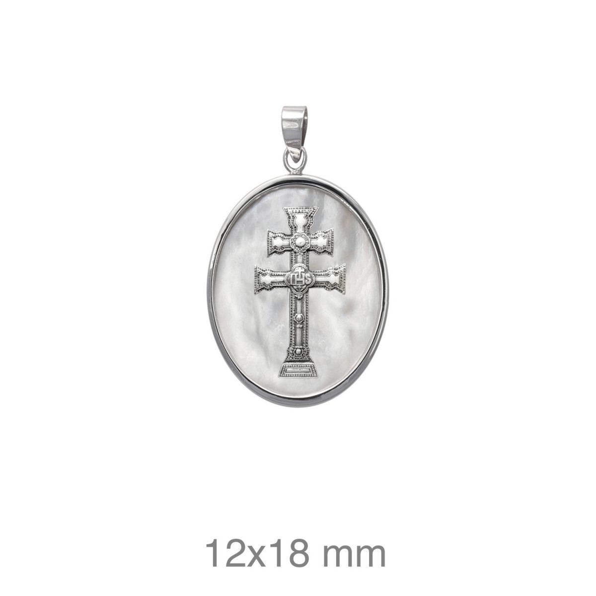 CRUZ PLATA CARAVACA NACAR 14X18 MM