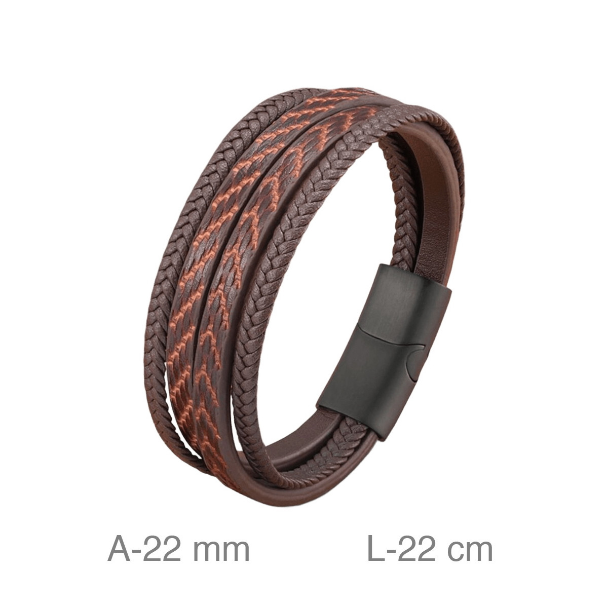 PULSERA ACERO CUERO MARRON