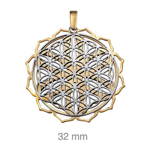 COLGANTE PLATA BICOLOR REVERSIBLE MANDALA