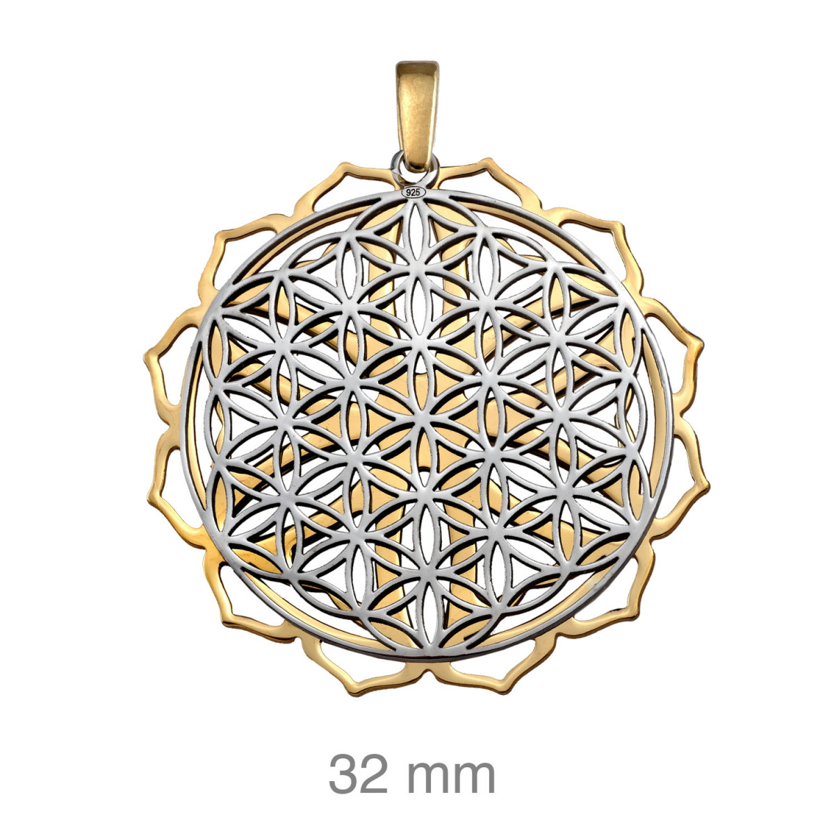 COLGANTE PLATA BICOLOR REVERSIBLE MANDALA
