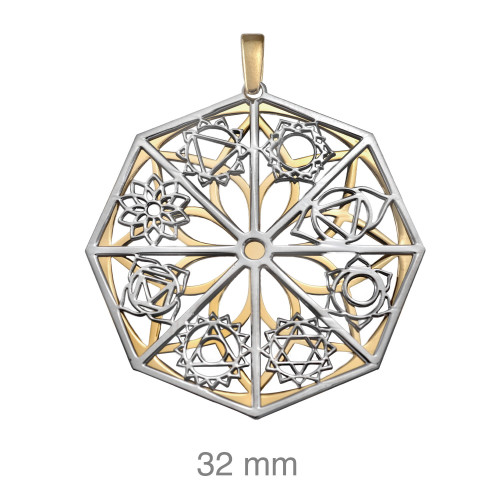 COLGANTE PLATA BICOLOR REVERSIBLE MANDALA