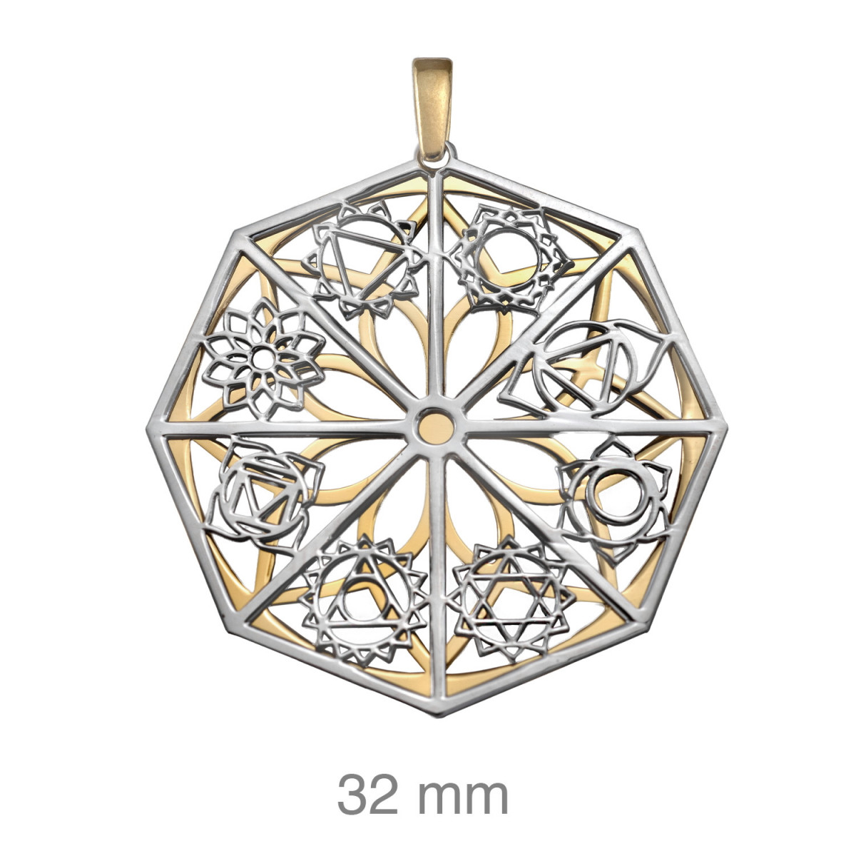 COLGANTE PLATA BICOLOR REVERSIBLE MANDALA