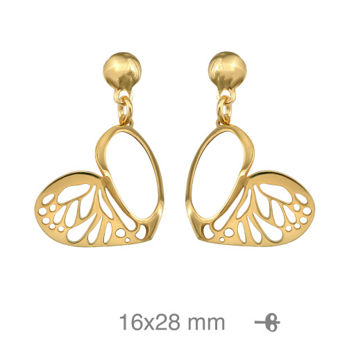 PENDIENTES PLATA B.ORO CORAZON CALADO