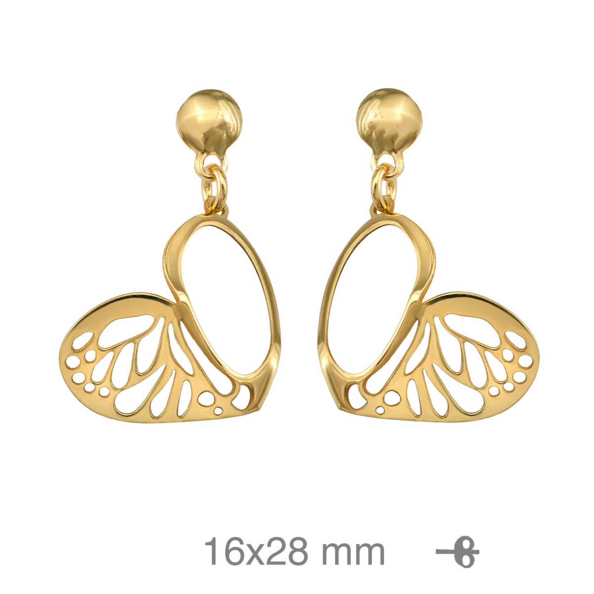 PENDIENTES PLATA B.ORO CORAZON CALADO