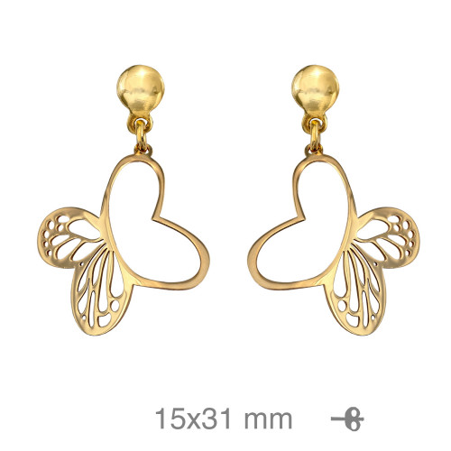 PENDIENTES PLATA B.ORO MARIPOSA CALADO