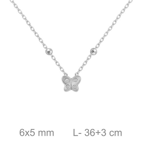 GARGANTILLA PLATA MARIPOSA CIRCONITAS