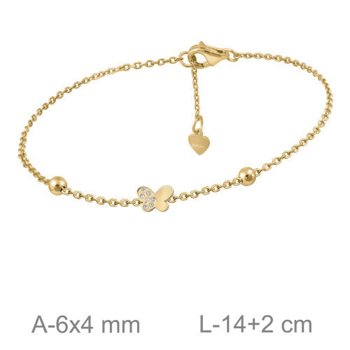 PULSERA PLATA B.ORO MARIPOSA CIRCONITAS