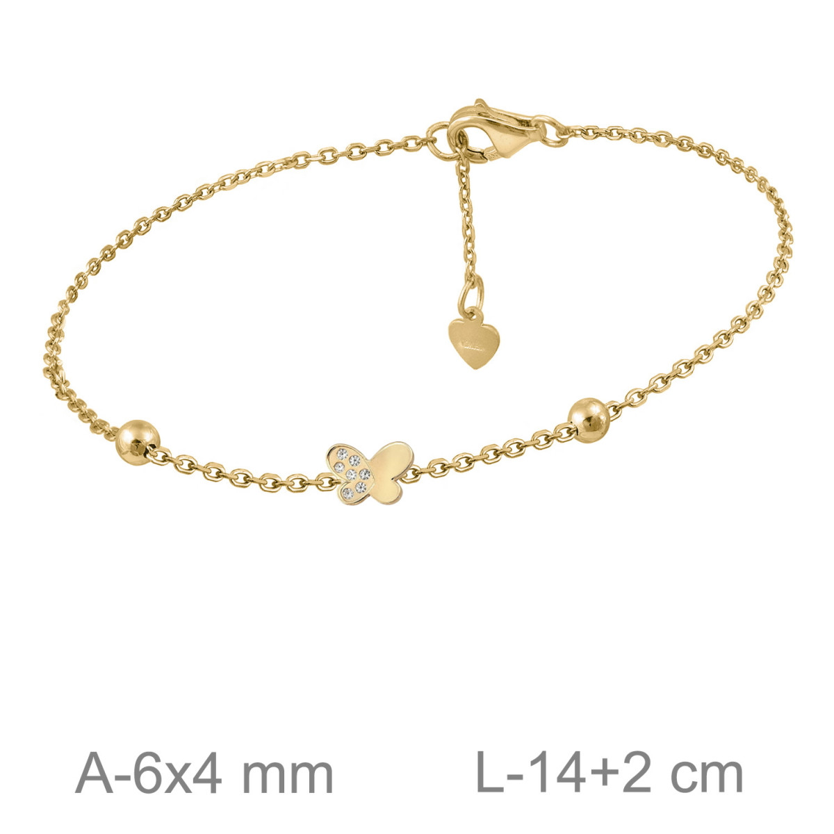 PULSERA PLATA B.ORO MARIPOSA CIRCONITAS