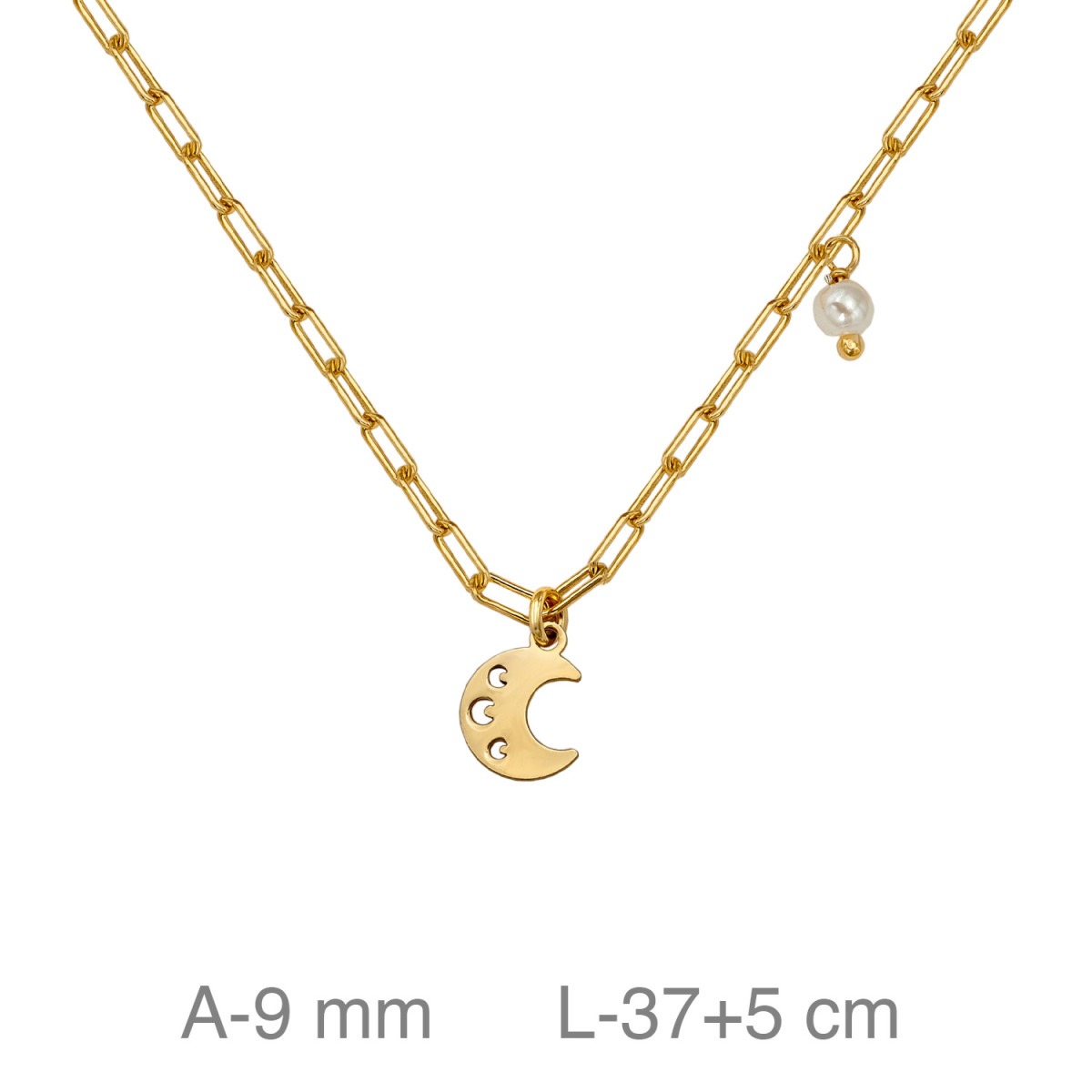 GARGANTILLA PLATA B.ORO LUNA PERLA PAPERCLIP
