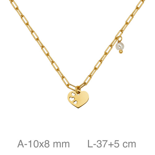 GARGANTILLA PLATA B.ORO CORAZON PERLA PAPERCLIP