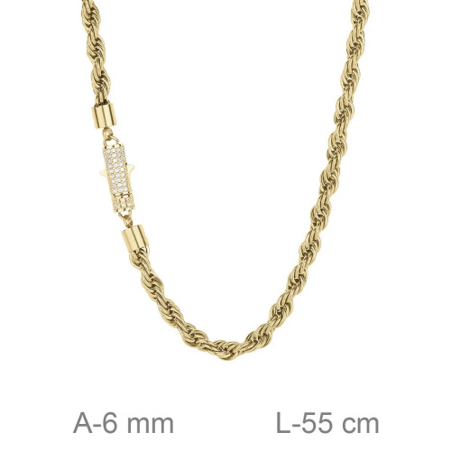 CADENA ACERO B.ORO CIRCONITAS 56 CM