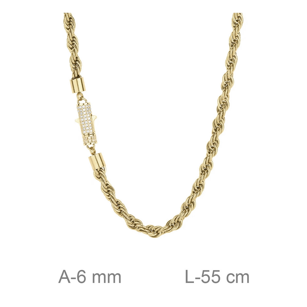 CADENA ACERO B.ORO CIRCONITAS 56 CM