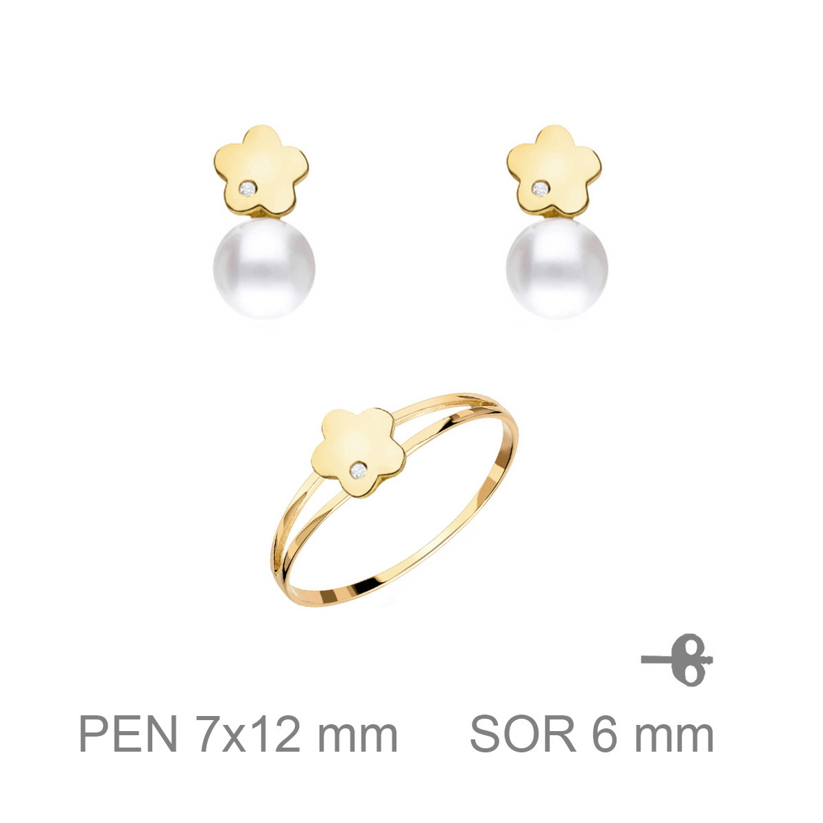 JUEGO PLATA B.ORO+e COMUNION FLOR PERLA CIRCONITA
