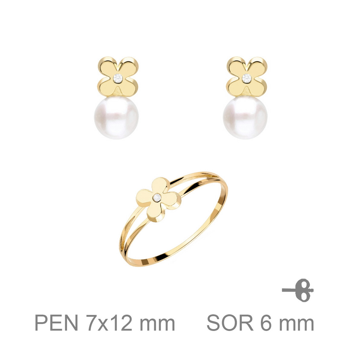 JUEGO PLATA B.ORO+e COMUNION FLOR PERLA CIRCONITA