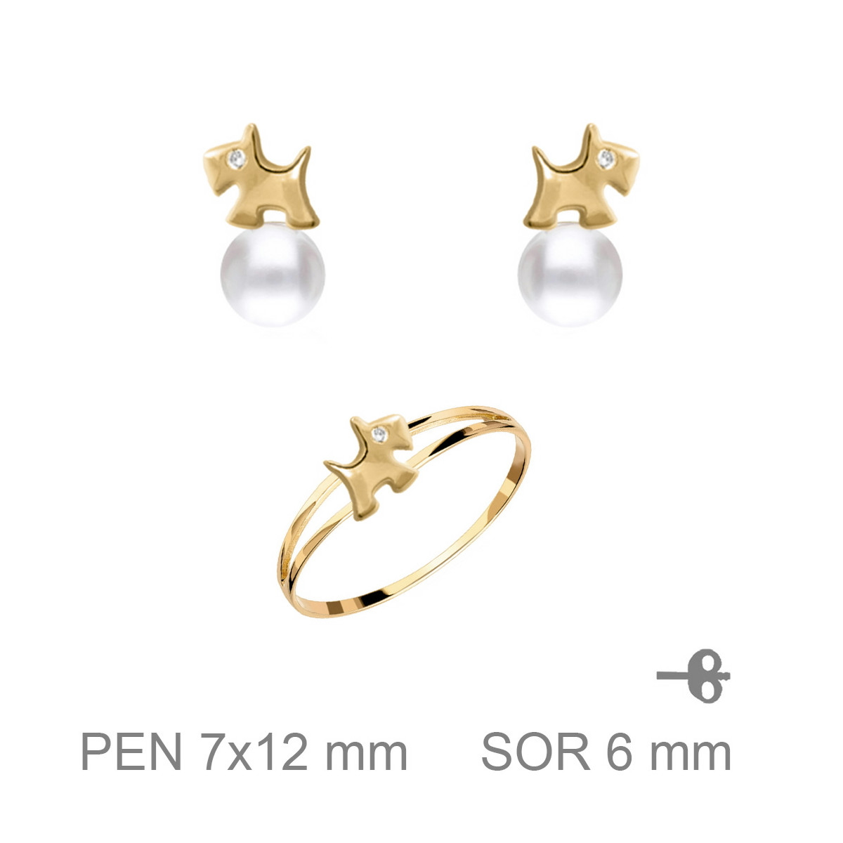 JUEGO PLATA B.ORO+e COMUNION PERRITO PERLA