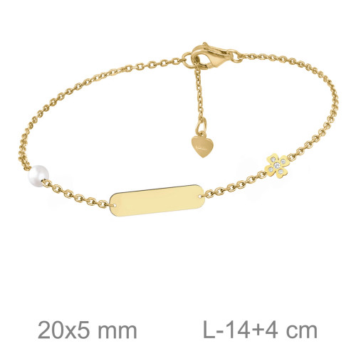 PULSERA PLATA B.ORO+e PLACA FLOR ZTAS PERLA