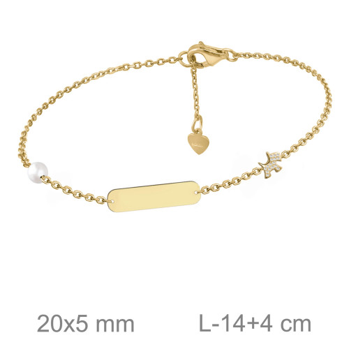PULSERA PLATA B.ORO+e PLACA PERRITO ZTAS PERLA