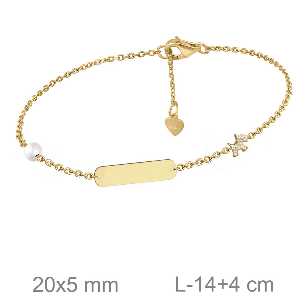 PULSERA PLATA B.ORO+e PLACA PERRITO ZTAS PERLA