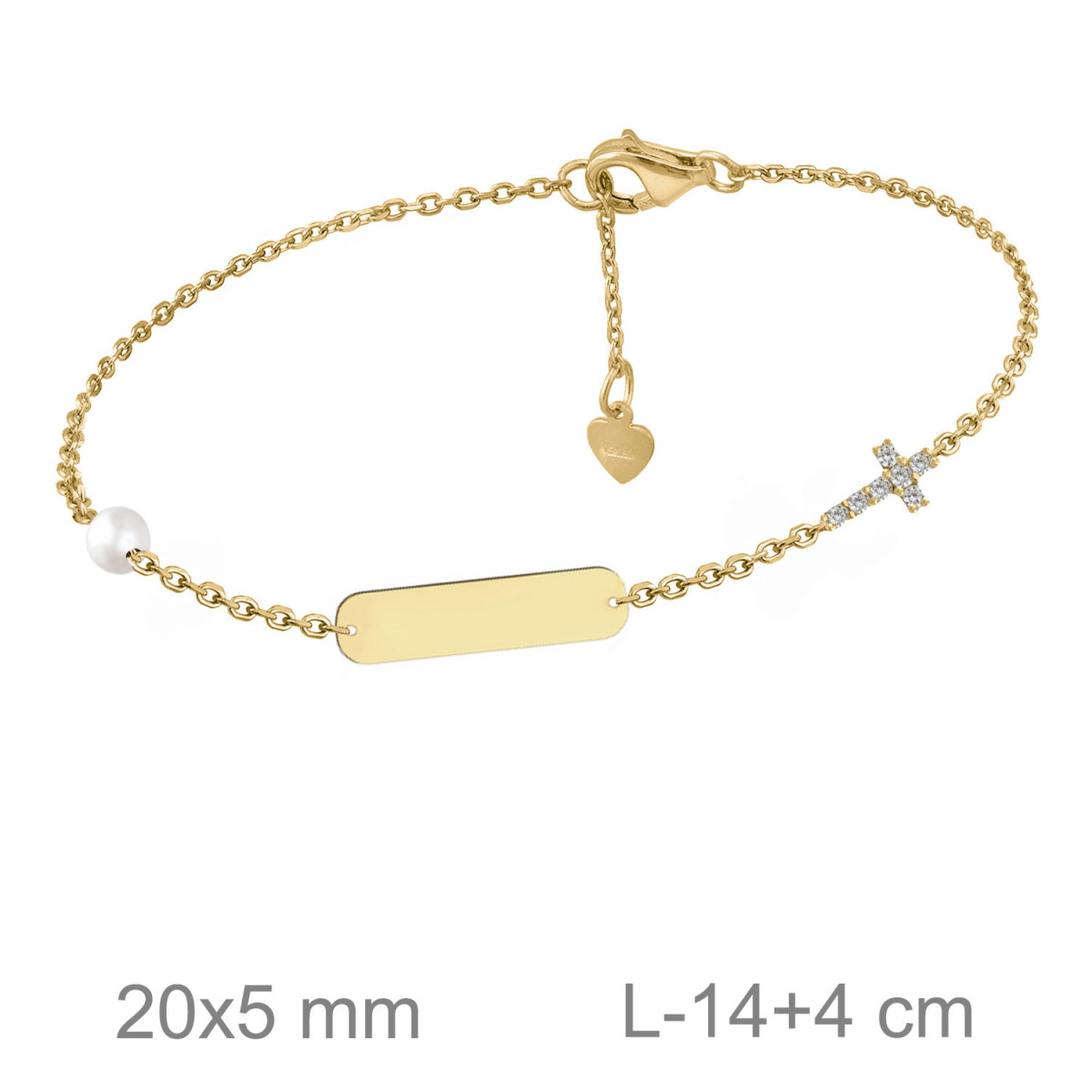 PULSERA PLATA B.ORO+e PLACA CRUZ ZTAS PERLA