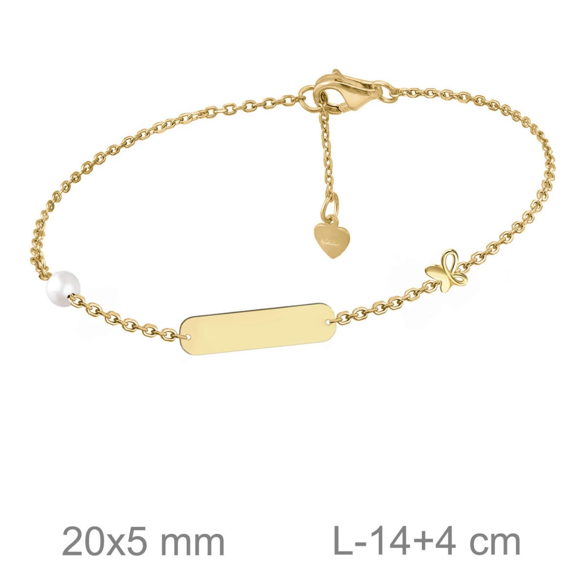 PULSERA PLATA B.ORO+e PLACA MARIPOSA PERLA