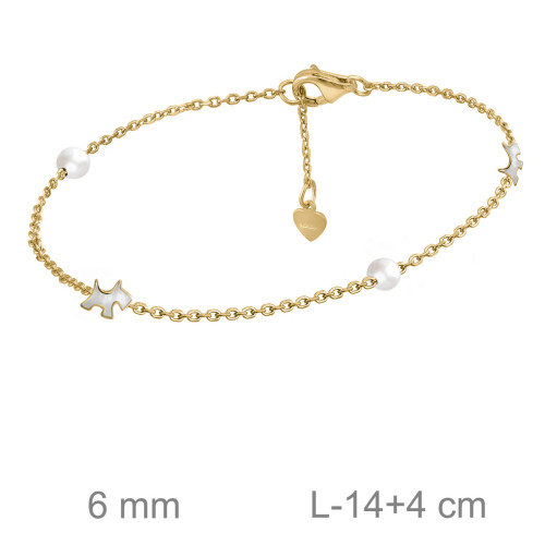 PULSERA PLATA B.ORO+e PERRITO NACAR PERLA