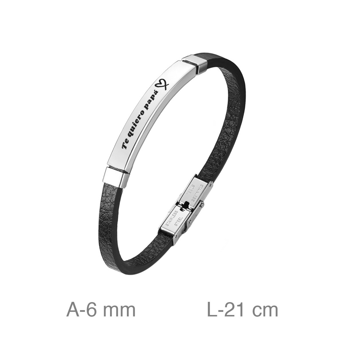 PULSERA ACERO CUERO TE QUIERO PAPA
