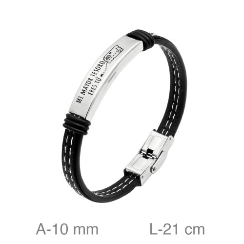 PULSERA ACERO CUERO MI MAYOR TESORO ERES TU
